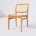 Minimalist Dining Chair With Wooden Frame And Woven Seat Design