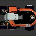Orange Robotic Vehicle With Four Wheels Mechanical Arm And Sensor Equipment
