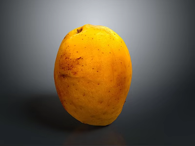 Fresh Ripe Yellow Mango With Red Spots On Smooth Gray Background 3d model