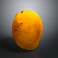 Fresh Ripe Yellow Mango With Red Spots On Smooth Gray Background