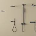 Pediform Modern Shower System With Overhead Handheld Sprayers And Control Knobs 3d model