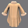 Beige Cape Coat With Fur Collar Cuffs And Decorative Button Design 3d model