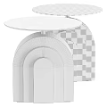 Modern Minimalist Side Table With Curved Beige And Gray Layered Design