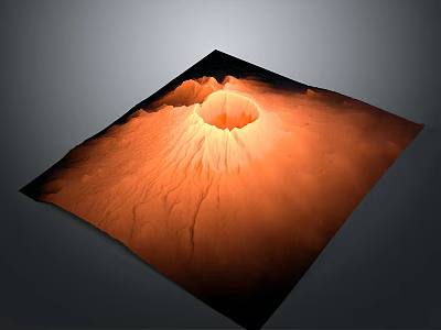 Volcanic Terrain Featuring Orange Crater Surface With Rugged Natural Textures 3d model