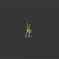 Polished Wooden Deer Sculpture With Antlers And Reflection On Dark Surface