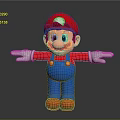 Game Character Mario With Red Hat Blue Overalls White Gloves Yellow Buttons and Outstretched Arms