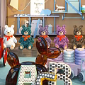 Colorful Plush Dolls In Play Tent With Toy Car Alphabet Blocks And Play Accessories