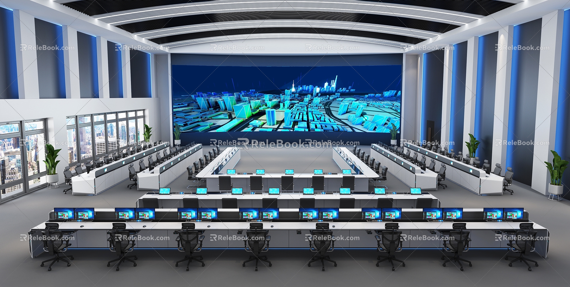 Console Command Center Command Desk Intelligence Station Information Microphone Display Command Center Monitoring Room 3d model