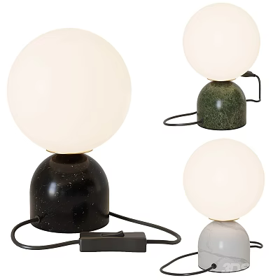 Modern Table Lamp with White Frosted Globe Shade and Colored Bases 3d model