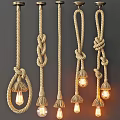 Rustic Jute Rope Pendant Lights With Unique Knot Designs And Warm Glowing Bulbs
