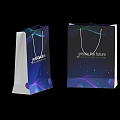 Elegant Shopping Bags With Dark Blue Background Wavy Lines Purple Dots Create The Future Text