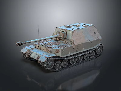 Military Tank with Long Barrel Tracks and Armored Body in Camouflage Paint 3d model