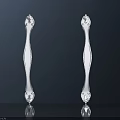 Luxury Style Silver Cabinet Handles with Elegant Carved Design Shiny Reflective