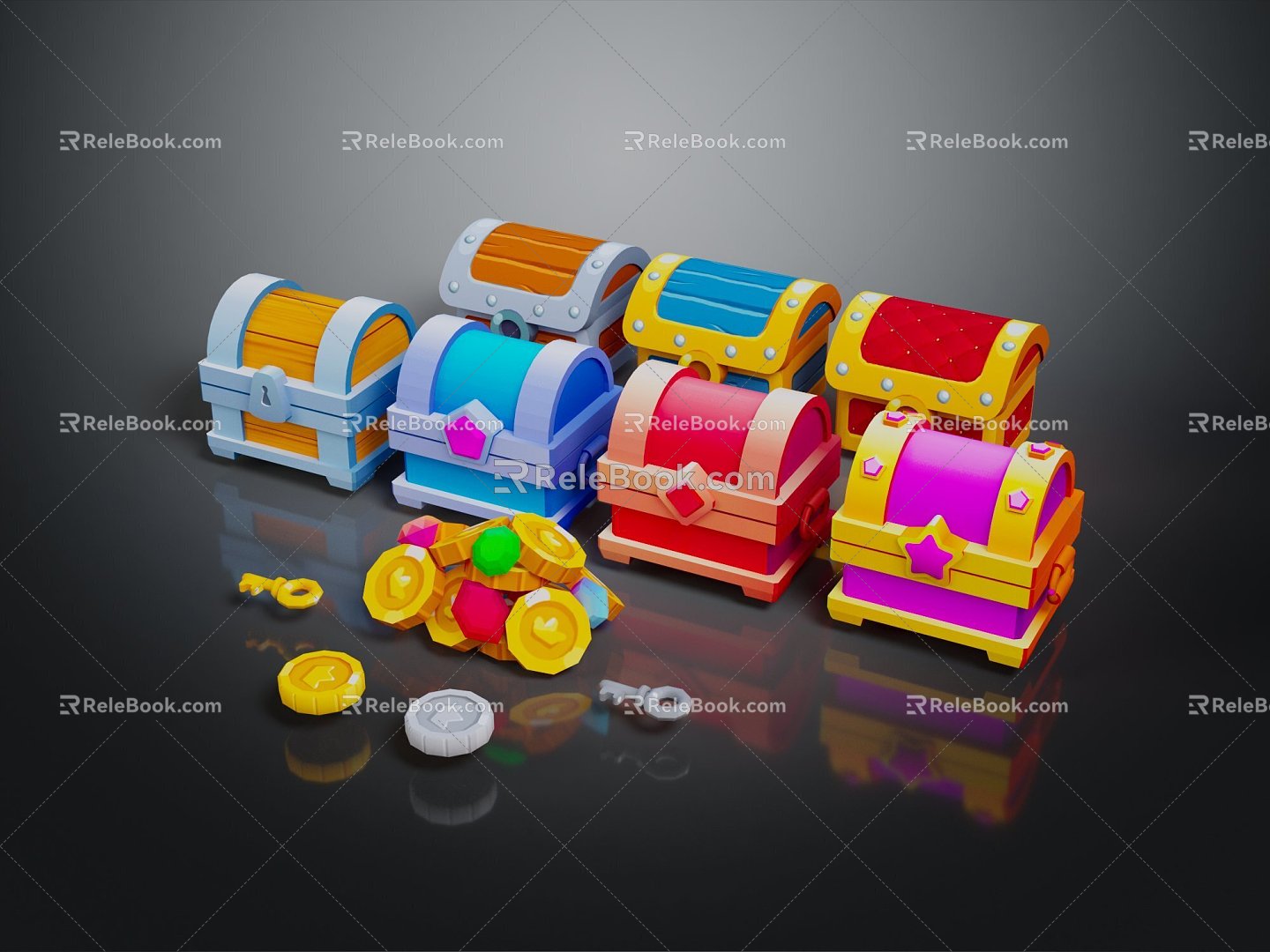 Cartoon Box Treasure Box Treasure Box Jewelry Box 3d model