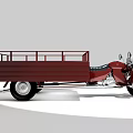 Vintage Red Three Wheel Motorcycle With Cargo Bed Black Seats And Headlights