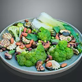 Fresh Healthy Vegetable Salad with Broccoli Almonds Mushrooms Peas and Lettuce