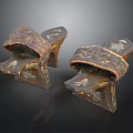 Traditional Wooden Shoes With Ornate Carved Patterns And Vintage Decorative Design