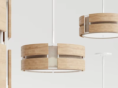 Modern Wooden Pendant Lights With Round Design For Home Interior Decoration 3d model