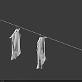White Clothes Hanging On A Clothesline Drying Against Blue Sky Background 3d model