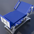 Medical Equipment Hospital Bed With Blue Mattress And Sturdy Metal Frame Structure