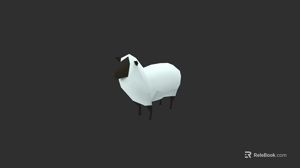 Low Poly Sheep Sculpture With White Body And Black Head Legs Geometric Design 3d model 