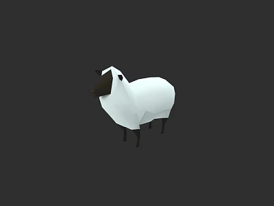 Low Poly Sheep Sculpture With White Body And Black Head Legs Geometric Design 3d model