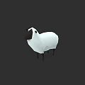 Low Poly Sheep Sculpture With White Body And Black Head Legs Geometric Design