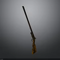 Vintage Flintlock Gun With Wooden Stock And Metal Barrel In Brown Gold