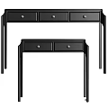 Modern Black Wooden Tables With Drawers Two Piece Set For Home Decor