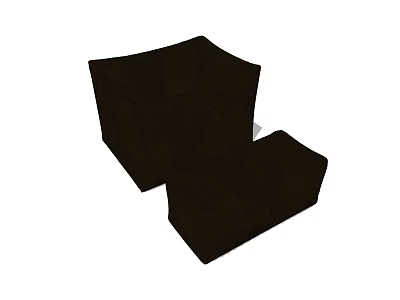 Comfortable Black Single Sofa with Matching Ottoman and Soft Fabric Upholstery 3d model