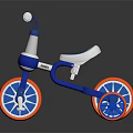 Blue And White Toddler Tricycle With Orange Rim Wheels For Kids Playtime