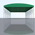 Green Canopy Tent with Multiple Metal Frame Poles Stable Support and Reflective Ground 3d model