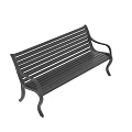 Black Metal Public Bench With Armrests And Slatted Seat For Outdoor Garden Use
