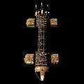 Golden Space Station Model With Framework And Multiple Modules Design 3d model