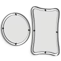 Modern Round And Irregular Shape Mirrors With Black Frame And Metal Accents