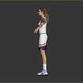 Man With Tattooed Arms In White Basketball Jersey Number 92 Standing Arms Outstretched Gray Background
