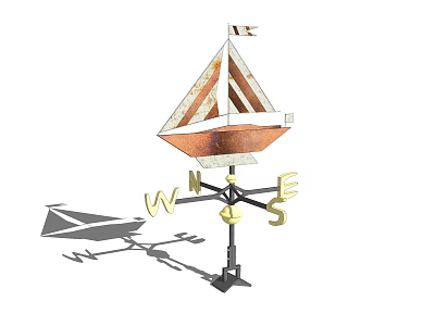 Commercial Weather Vane With Sailboat Design Directional Letters W N E S And Small Flag 3d model