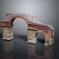 Ancient Stone Arch Scenery With Reddish Brown Bricks Stone Base And Gray Gradient Background 3d model