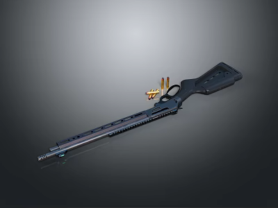 Modern Tactical Rifle With Black Body And Ammunition Bullets 3d model