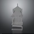Silver Ornate Architectural Structure With Detailed Decorative Carvings Multi layered Design And Domed Top