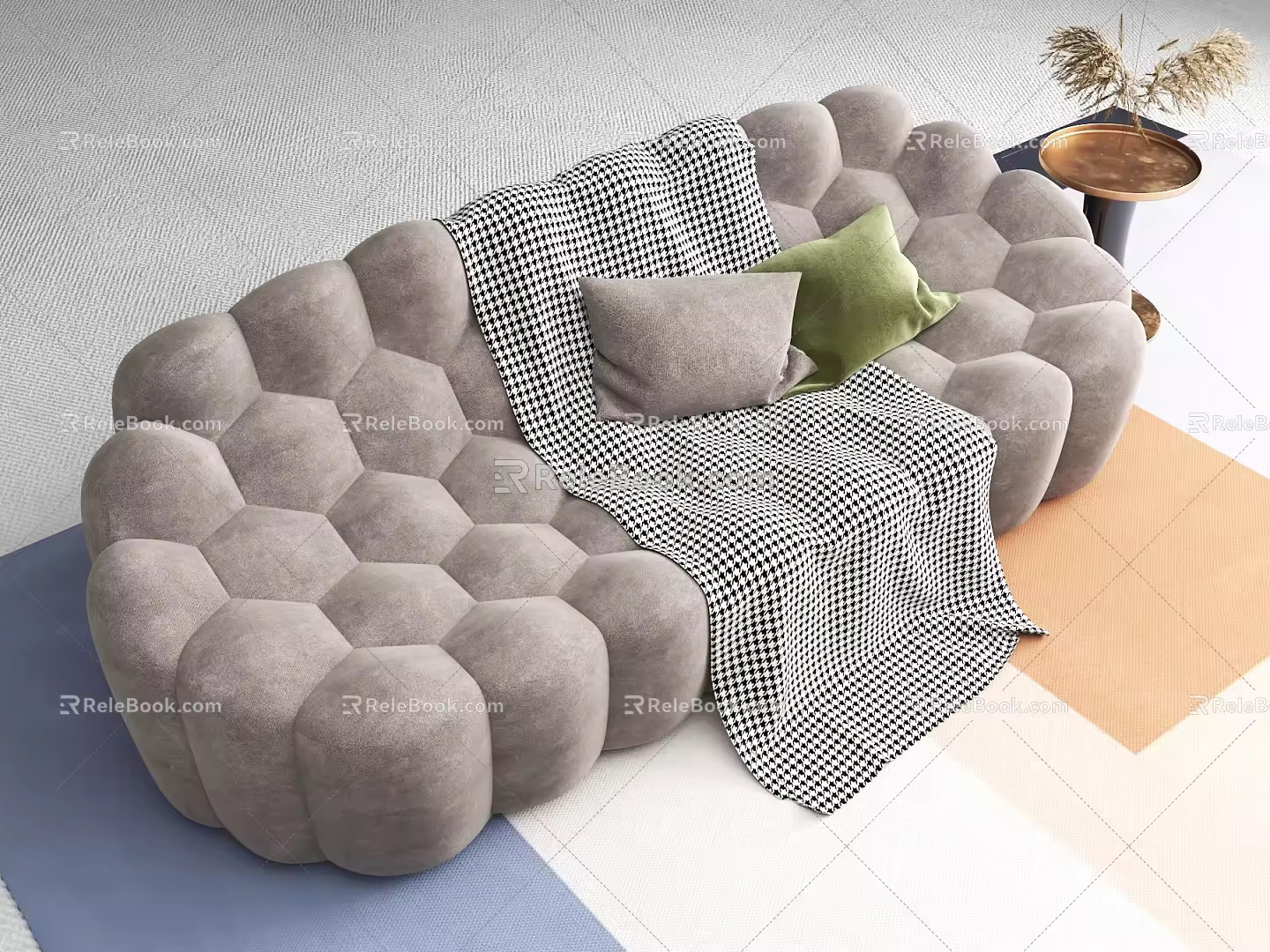 Modern Simple Sofa Combination Carpet Side Table 3d model