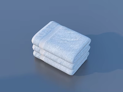 Soft Absorbent Cotton Towels Stacked Neatly in Light Blue for Daily Use 3d model