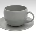 Gray Ceramic Coffee Cup With Matching Saucer Simple Modern Design 3d model