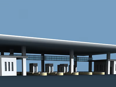 Modern Architectural Entrance Gate Design With Large Covered Roof Glass Structure And Columns 3d model