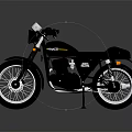 Vintage Black Motorcycle Design With Round Headlight Leather Seat And Chrome Accents