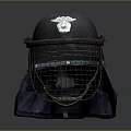 Durable Tactical Helmet with Metal Mesh Shield Cloth Ear Flaps and Emblem Design for Protection