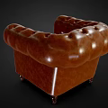 Classic Leather Single Sofa With Button Tufted Design And Rolled Arms 3d model