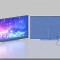 Modern Flat Screen TV Front Display And Rear Stand With Cable Connection 3d model