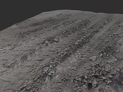 Off Road Car Driving On Rocky Terrain Leaving Deep Tire Tracks And Marks 3d model