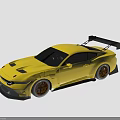 Yellow Sports Car With Black Rear Spoiler And Dark Alloy Wheels